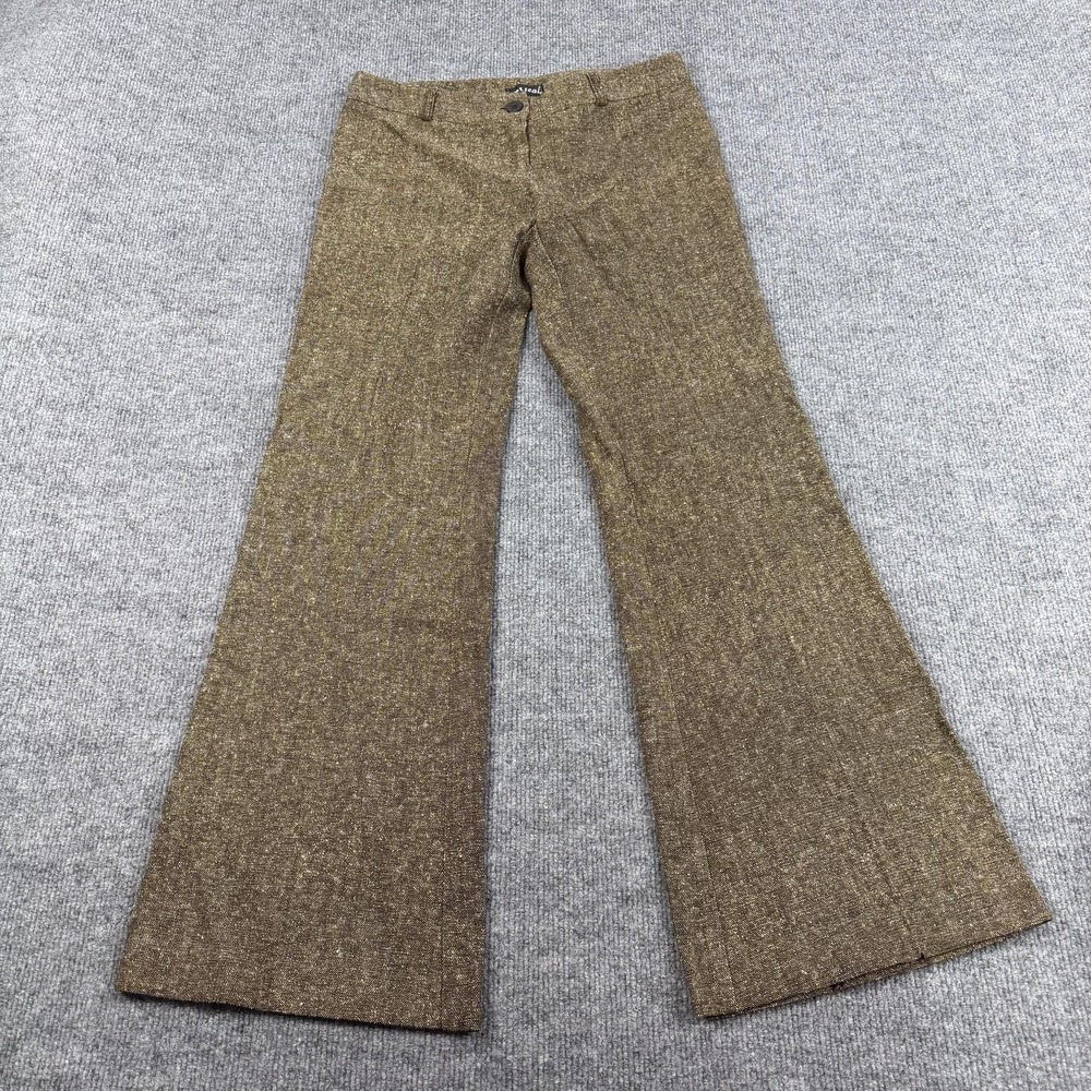 Vintage Y2K Wet‎ Seal Dress Pants Small Brown Tweed Flare Zip